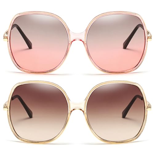 Image of Freckles Mark 70s Super Oversize Square Sunglasses for Women Vintage Rectangular Plastic Frame