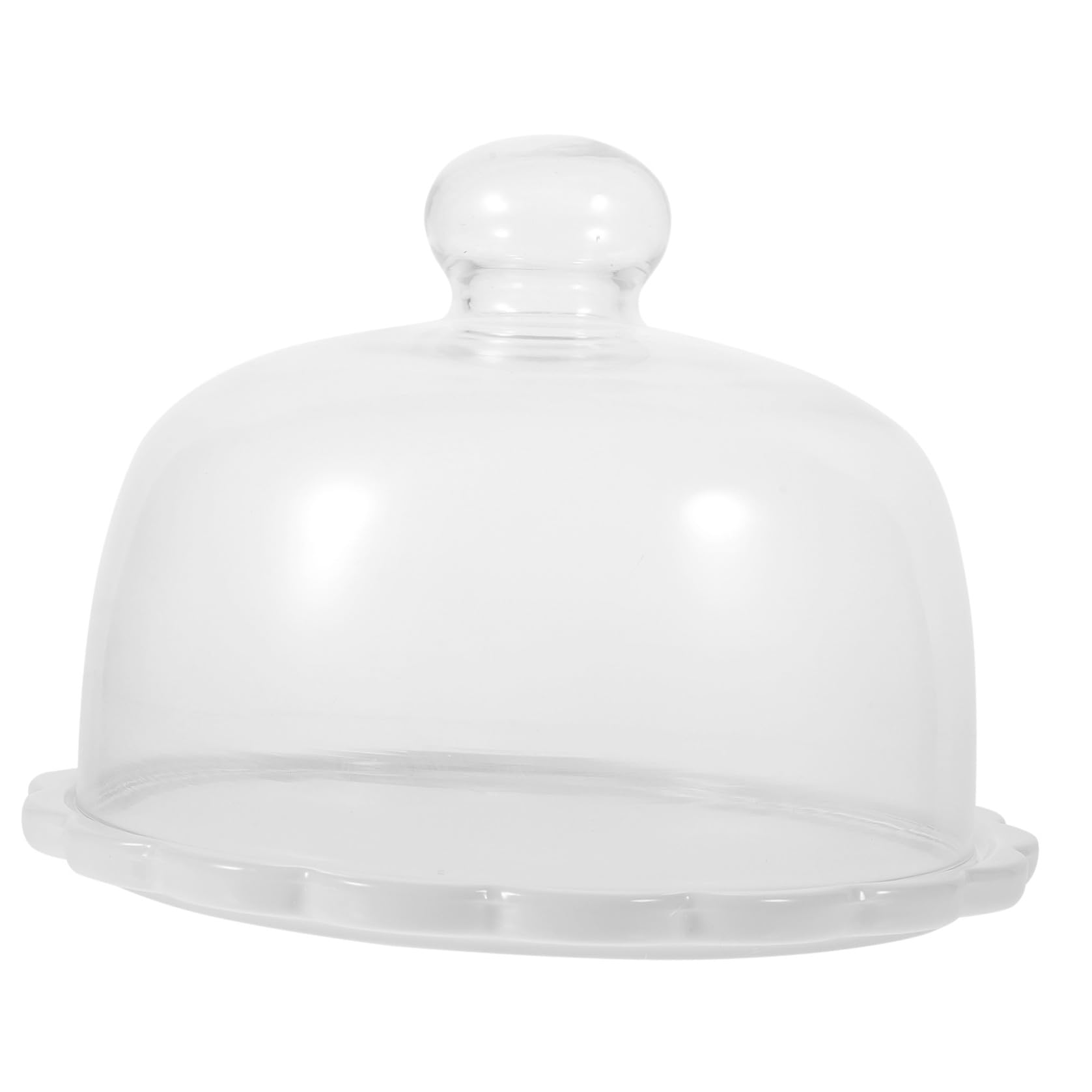 PACKOVE Kuchenhaube aus Glas mit Runder Platte, Weiß, für Cupcakes