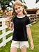 Haloumoning Girls Short Sleeve T Shirts Kids Summer Crewneck Color Block Tops Fashion Tees 5-14 Years Black