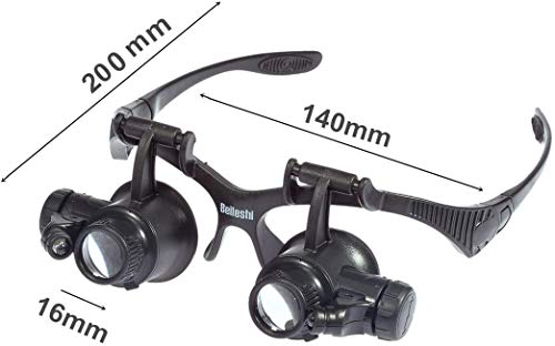 Beileshi Glasses Magnifier 10X 15X 20X 25X Led Illumination Double Eyes Jewelry Magnifying Loupe Eyeglass Repair Tools For Miniature Engraving #TOP6
