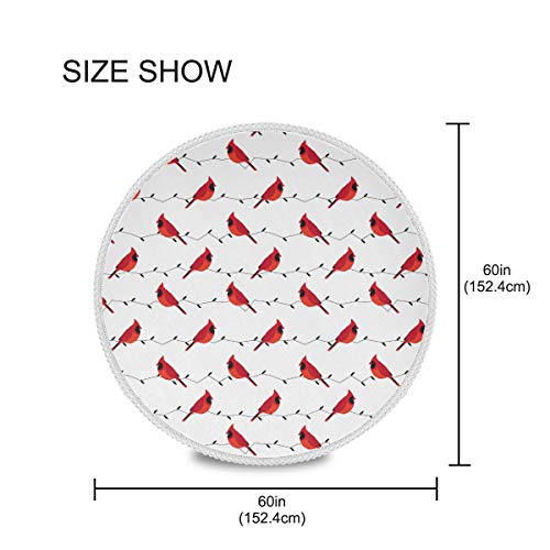 Dallonan Table Decoration For Party Winter Cardinals Round Table Cloth, Sping Summer Autumn Red Birds Polyester White Lace Tablecloth Round Table 60 Inch For Dinner Table Decor #TOP3
