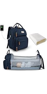 SNDMOR Baby Luiertas Rugzak, Baby Luiertas met Commode, Grote Unisex Babytas met Aankleedkussen, Grote Capaciteit, Waterdicht Stijlvol (Donkergrijs