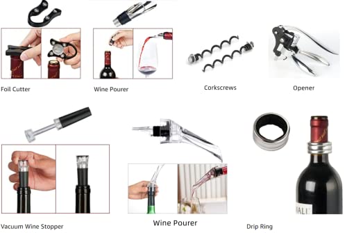 Wine Opener,Wine Bottle Opener, Wine Accessories Areator Wine Opener Kit, Red wine Corkscrew Set with Wood Case,Wine Gift with Luxury Packaging - Image 5