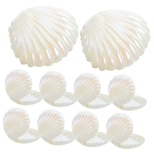 VOSAREA Lot De 10 Boîtes À Dragées Pour Mariage : Porte-bonbons En Coquillages Tropicaux, Boîtes À Bijoux En Plastique Irisé, Idéales Pour Les Fêtes De...