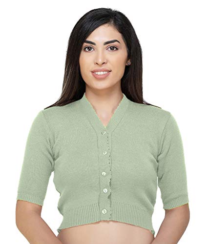 Image of Women Winter Wear V-Neck Half Sleeves Regular Fit Woollen Blouse