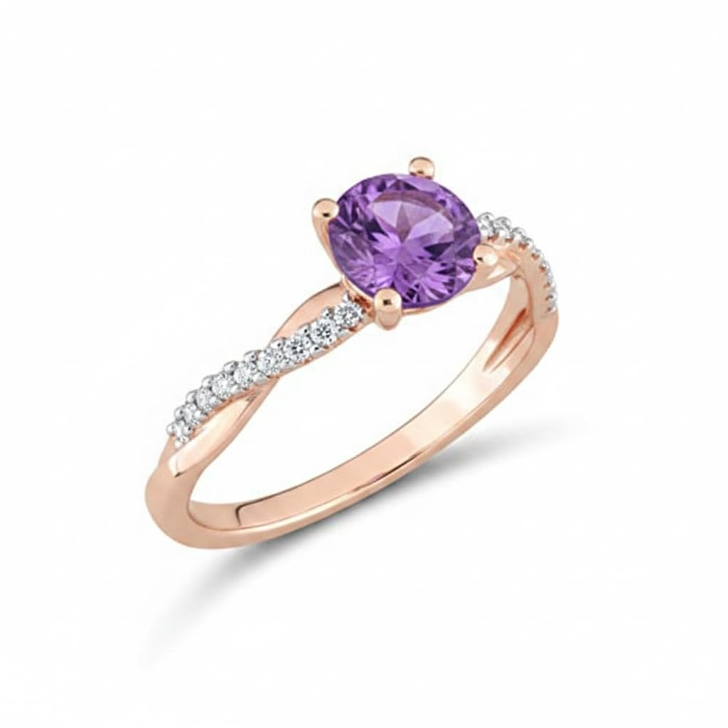 Wähle deinen Edelstein Rose Gold überzogene Verlobungsring Brilliant Rund Diamonds Handgemachte Schmuck für Frauen und Mädchen in der Größe 47-70