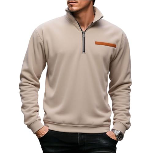 Quarter Zip Pullover Men Mockneck Sweatshirt No Hood Comfort Long Sleeve Golf Polo Shirts Fleece Pullover Sweater4