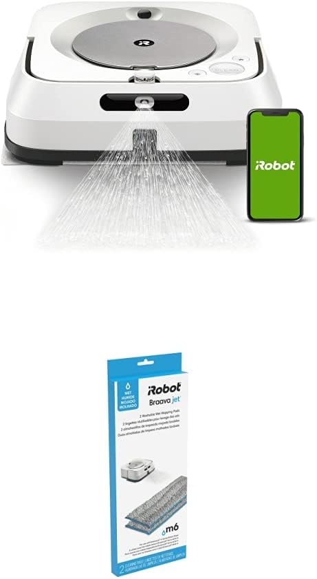 iRobot Braava Jet M6 (6110) Ultimate Robot Mop and m Series Washable Wet Mopping Pads, (2-Pack)