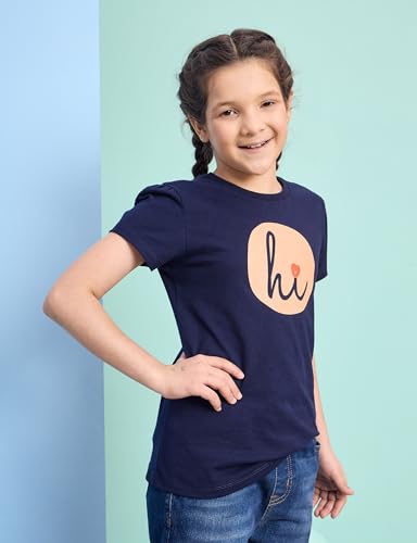 Image of Amazon Brand - Symbol Girls 100% Cotton Graphic Printed Half Sleeves Regular fit T-Shirt
