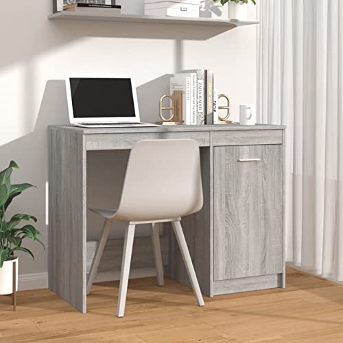 Cinyiqo Escritorio, Mesa Escritorio, Secretaria Escritorio, Mesa De Estudio, Escritorio Oficina, Escritorios es, de Madera contrachapada Gris Sonoma 100x50x76 cm