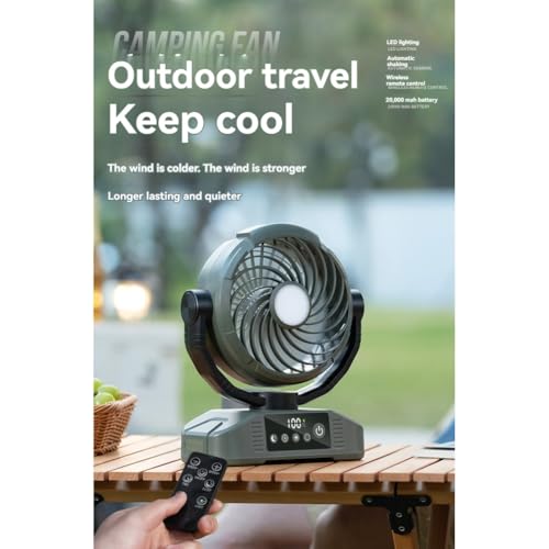 Ventilateur 5 vitesses avec lampe intégrée et batterie externe 20000mAh