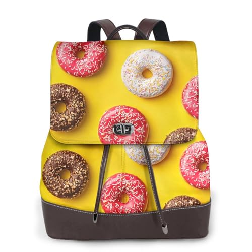 Sac à dos en cuir pour femme à motif donut original et élégant