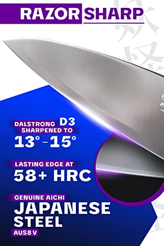 Dalstrong Knife Block Set - 6-Piece - Magnetic Knife Stand - Phantom Series - Japanese High-Carbon Aus8 Steel - Knife Kitchen Set - Pakkawood Handle #TOP3