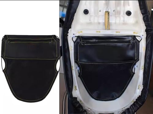 Bolsa para asiento de motocicleta negra en cuero PU con organizador debajo del asiento para motos universales miniatura 7