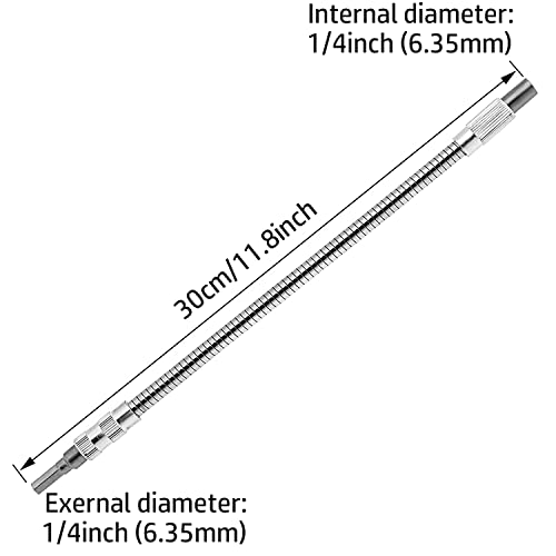 Flexible Drill Bit Extension, 1/4 Inch Cable Flexible Shaft Extension Bar Ratchet, Flexible Extension Drill Bit Holder For Screwdriver (11.8 Inch Length) #TOP1