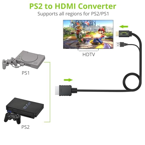 Image of LiNKFOR PS2 to HDMI Converter for PS2 PS1, 4:3 16:9 Ratio Switch