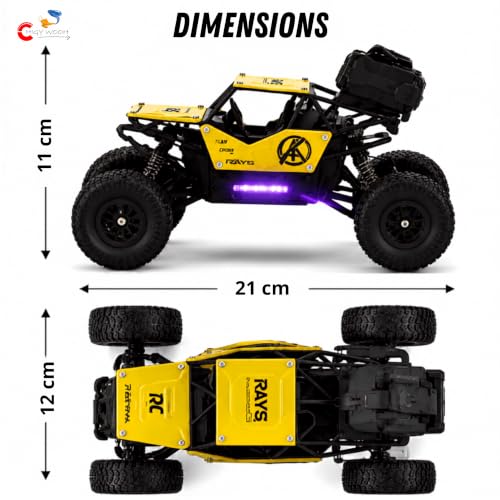 Image of Remote Control 4x4 Rock Crawler Car for Kids | 2.4GHz Remote Control Rechargeable Off Road RC Monster Truck with Mist Spray, LED Lights, All Terrain Tires | Gift for Boys & Girls
