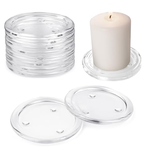 AZKEEGREY 10 platos para velas de cristal de 10 cm, redondos, posavasos de cristal transparente para decoración de spa, bodas, fiestas, decoración del hogar, decoración de mesa