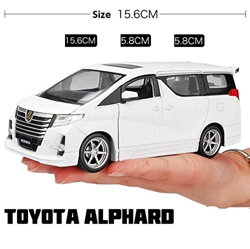 Image of 1:32 Toyota Alphard Vehicle Toy Alloy Die Cast Metal Car Model Diecast Metal Car with Light Sound Openable Door Pullback Toy Car for Kids. (White)