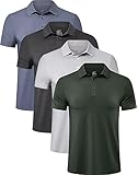 TELALEO 4 Pack Mens Polo Shirts Quick Dry Short Sleeve Golf T Shirt Performance Moisture Wicking Casual Workout SetA M