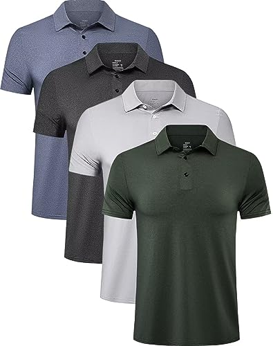 TELALEO 4 Pack Mens Polo Shirts Quick Dry Short Sleeve Golf T Shirt Performance Moisture Wicking...