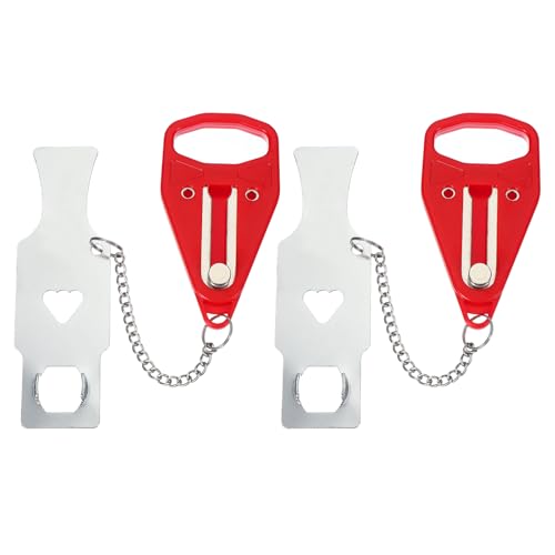 PATIKIL Serrure de porte d'hôtel, 2 Pack Serrure supplémentaire robuste pour plus de confidentialité et de sécurité Parfait pour les voyages Hôtel Maison Appartement Trou unique Rouge