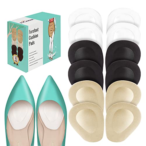 (12 Pieces)Metatarsal Pads for Women | Reusable Ball of Foot Cushions for Women High Heels | Soft Gel Shoe Inserts for Foot Pain Relief from Mortons Neuroma and Callus | Anti-Slip One Size Fits Any