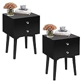 YIGOBUY Black End Table Bedroom Nightstand with 2 Drawers, Side Table for Bedroom, Living Room, Tabl