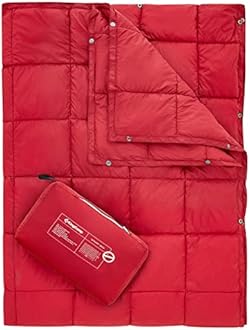KingCamp Camping Blanket Lightweight, Multifunctional Warm Puffy Outdoor Blanket with Snap Button, Water Repellent, Packable, for Travel, Airplane, Hiking, Picnic