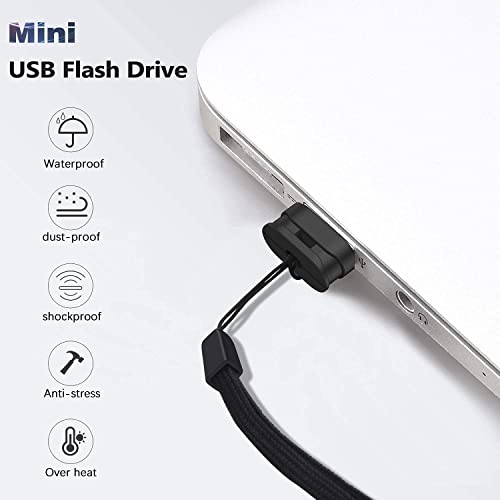 Vansuny Mini USB Stick 128GB USB 3.0 Flash Drive with Lanyard for PC Laptop, Printer, TV, Car (Black), Black-USB3.0-2Pack - Image 2