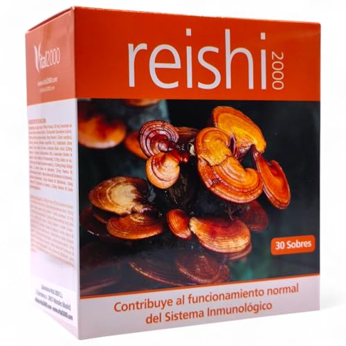 Reishi Vital 2000 30 Sobres   Complemento con Vitaminas B, C, E, Zinc, Hierro, Extractos de Reishi, Shiitake y Equinácea   Para Sistema Inmunológico   Reishi 2000