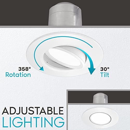 Luxrite 5/6 Inch Gimbal Led Recessed Lighting Can Light, 11W=90W, 5 Color Selectable 2700K-5000K, Cri 90, Dimmable Adjustable Led Downlight, 1100 Lumens, Wet Rated, Energy Star, Etl Listed #TOP2