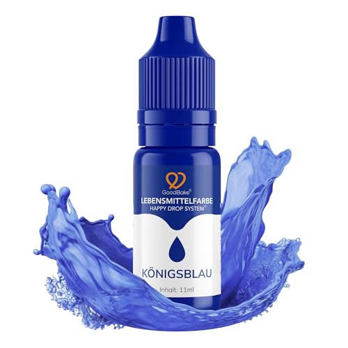 GoodBake Lebensmittelfarbe Blau flüssig (11 ml) - farbintensiv, geschmacksneutral, vegan & zuckerfrei - Food Coloring für Tortendeko, Kuchenteig, Fondant, Kekse, Getränke, DIY