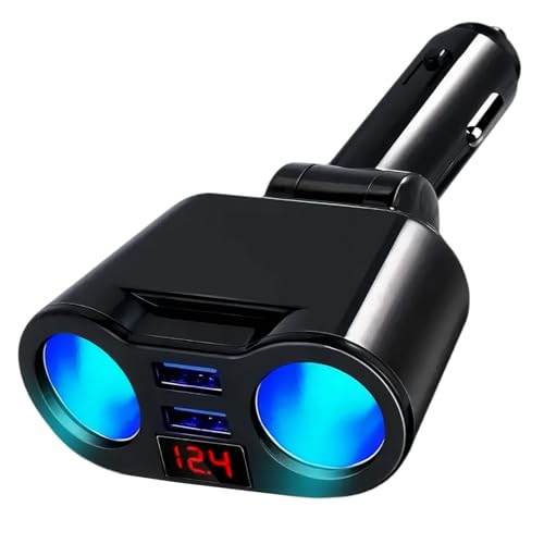 leruiyezs Double Allume Cigare Voiture Prise Allume Cigare Double Multiprise USB Chargeur USB 3.1A Rotatif 110° avec Voltmetre LED Protection Intelligente...