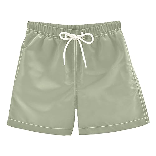 Boccsty Plain Beautiful Sage Boys Swim Trunks Green Solid Color Summer Toddler Beach Board Shorts Kids Swimsuit Swimwear L