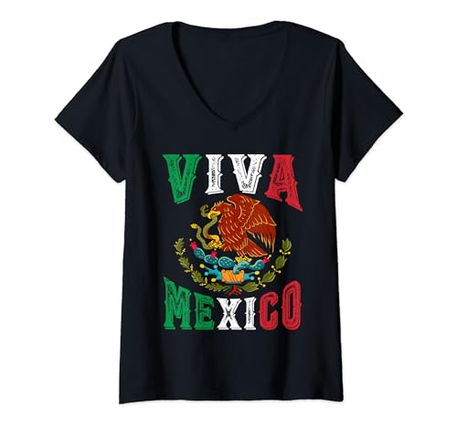 Donna Mexican Independence Day Mexico Eagle Mexico Viva Mexico Maglietta con Collo a V