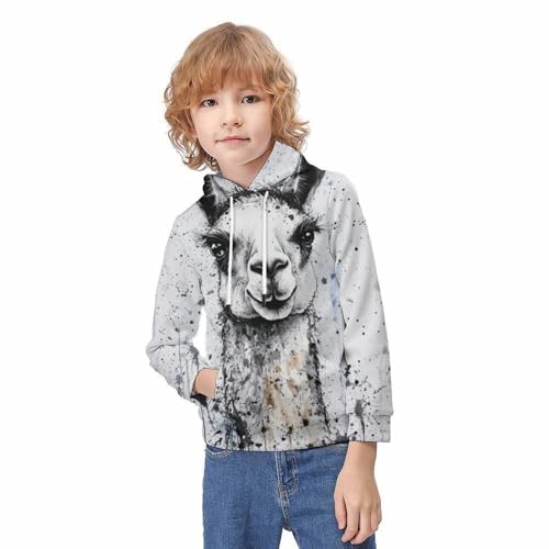 Sweat à capuche lama enfants 9-11 ans décontracté