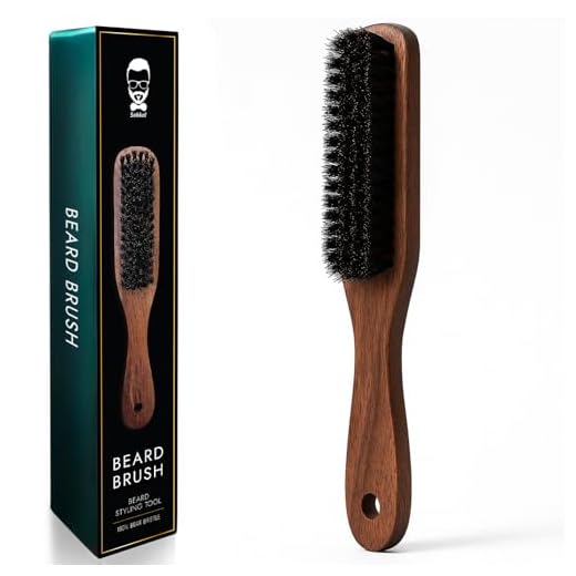 Cepillo para Barba de Cerdas de Jabalí – Sakkal | Mango de Madera Natural | Antiestático, Desenredante y Alisador | Cuidado y Estilizado de la Barba para Hombres | Ideal para Barbas Cortas y Largas