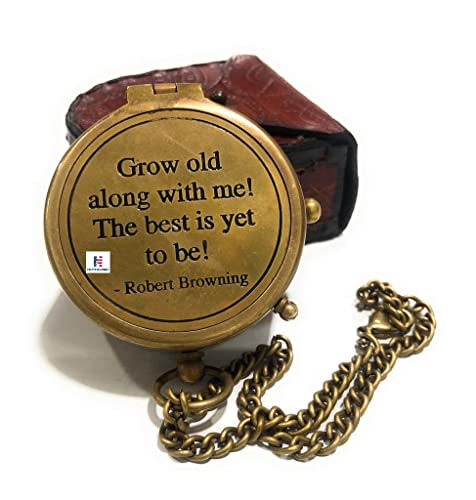 Brass Pocket Compass Grow Old Along with Me Engraving Compass, Valentine Gift, Birthday, Long Distance, Love, Sorry, Keepsakes, Old Memories, Love Momentos