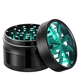 VIVOSUN Grinder 2.5' 4 Pieces Clear Top Lightning Pattern Aluminium Grinder with Pollen Scraper Green