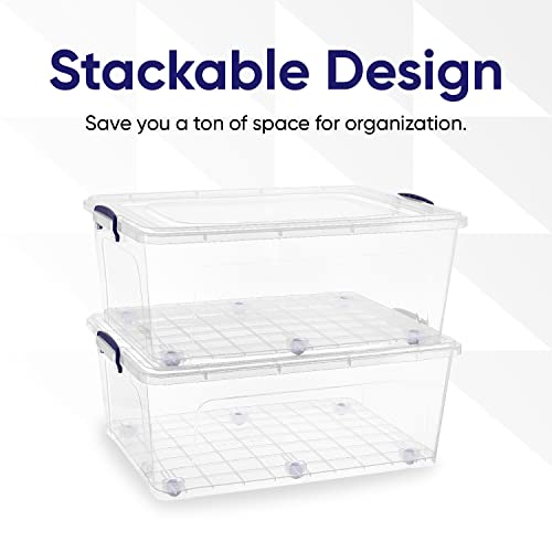Image of Superio Storage Bins with Lids, Clear Plastic Containers for Organizing, Stackable Totes, BPA Free, Odor Free, Organizer Boxes for Home, and Dorm (4 Pack, 60 Quart)
