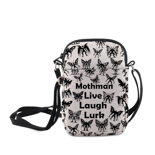 MNIGIU Mothman Cryptid Crossbody Bag Mothman Lover Gift Mothman Live Laugh Lurk Shoulder Bag Cryptozoologist Gift