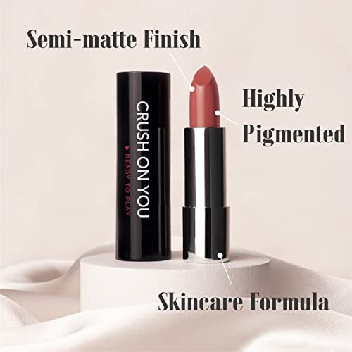 Ready To Shine Newest Color Matte Vegan Lipstick With Creamy Satin Finish, Fresh Light Strawberry Lip Color -Crush On You (332-So Young) #TOP2