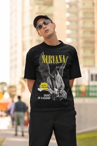 Image of CAPTCHA Men's Oversized Tshirt in Black - Nirvana Wings