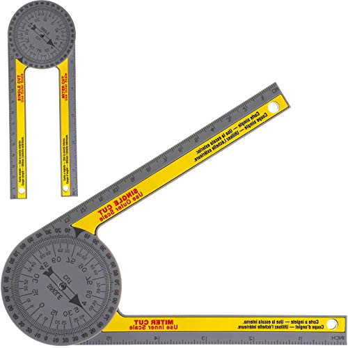Miter Saw Protractor Replace Model, Miter Saw Protractor with Measuring Scales, Inside Outside Miter Angle Finder for Carpenters, Plumbers and Most Building Trades