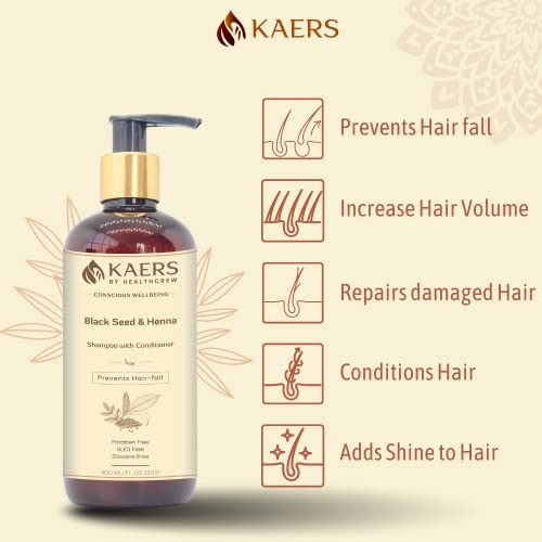 Image of Kaers Kalonji Hair Care Combo | Black Seed & Henna Shampoo | Black Seed, Henna & Costus Root Hair Oil | Nourishment of Hair | Paraben Free, SLES Free, Dioxane Free, Mineral Oil Free | 400ml + 200ml Value Pack