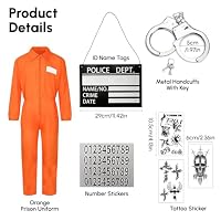Rehecher Sträfling Kostüm Set Herren Orange Gefangener Halloween – Ansicht 3
