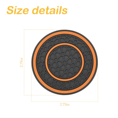 Image of Osilly 2 Pack Car Coasters for Cup Holder, 2.75 Inch No-Slip Anti Dust Insert Coaster, Universal Auto Waterproof Coasters Silicon Insulation Cup Mats for Woman Man, Suit for Vehicle Interior (Orange)