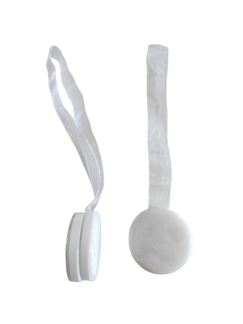 Coppia di Calamite per Tende - Semplici di Forma Tonda (Stile Carrara) - In Vari Colori (Bianco marmo)