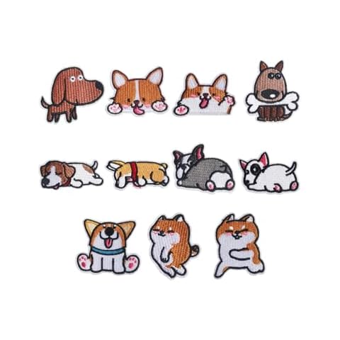 Embroidered Iron-On Patches, Cat Dog Pet of Bright Vivid Colors,Sew On/Iron On Patch Applique for Clothes, Dress, Hat, Jeans, DIY Accessories (11 pcs Dog) Cover